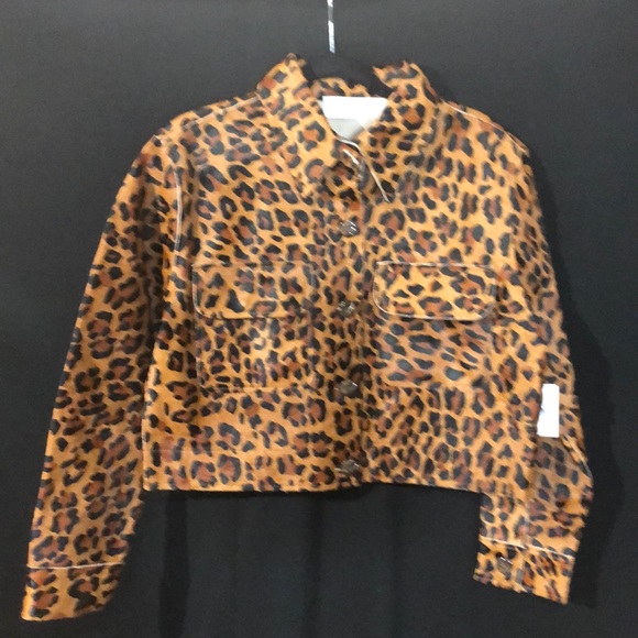 JUICY COUTURE Leopard Print Leather Jacket Coat - Picture 4 of 8